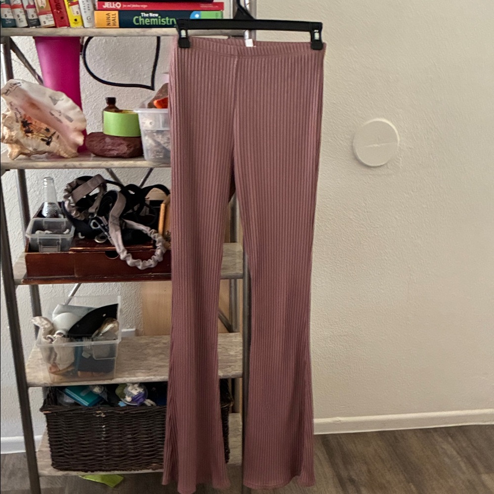 Better Be Ribbed Flare Pants in Mauve
